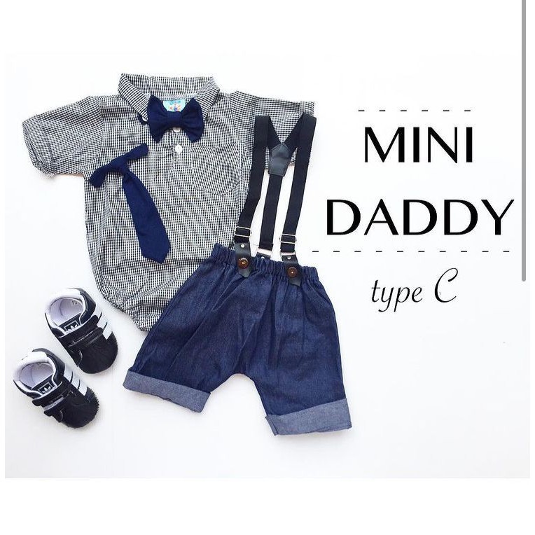 HAMPERS MINI DADDY (TANPA SEPAYU) Baju Jumper Dasi Suspender Celana Kemeja Giftset Kado Lahiran Hampers Anak Bayi Laki Cowok Lucu Terlaris Murah babeebabyshop