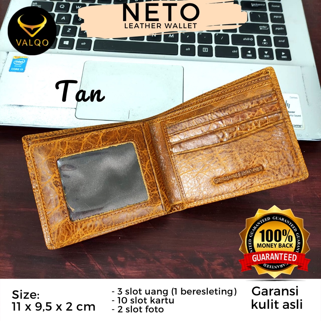 [VALQO] Dompet NETO Kulit Sapi Pria Cowok Slot Kartu Foto Koin bisa COD