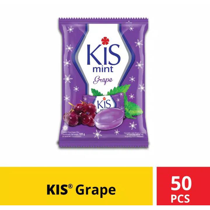 

Aneka Snack Permen KISS Mint Rasa Grape 125 Gram Isi 50 pcs Free P / Permen Rasa Anggur