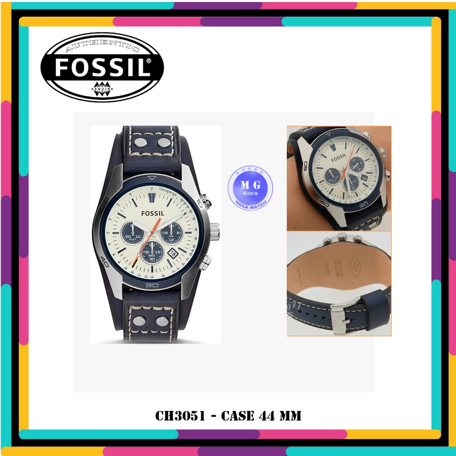 Jam Tangan Pria Fossil Original CH3051 Coachman White Dial Blue MURAH