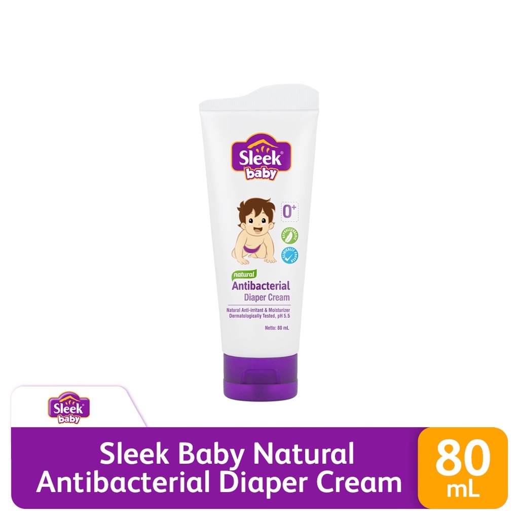 Sleek Baby Ruam Iritasi Kulit Bayi Natural Antibacterial Diaper Cream Tube 80 ml