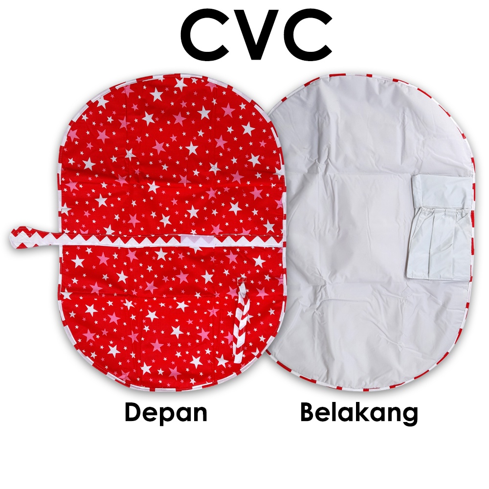 TRAVEL DIAPER CHANGING CLUTCH perlak lipat alas ganti bayi bahan CVC / RIPSTOCK