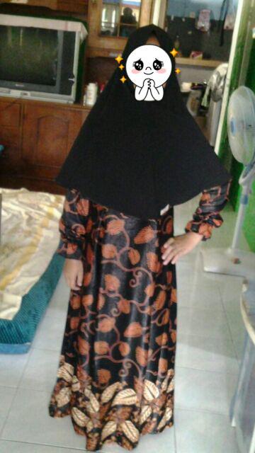 Shifa Batik Kids02 Hitam Syari |400gr Gamis Batik Anak Semisutera Syari Original Realpict Shafa Dna