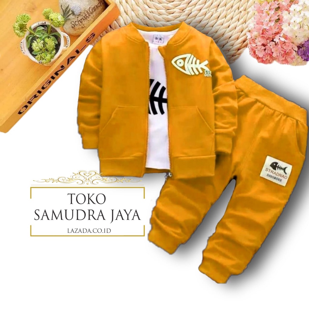 Beli 1 dapat 3 Setelan anak laki laki Pakaian three in one baju anak dinosaurus