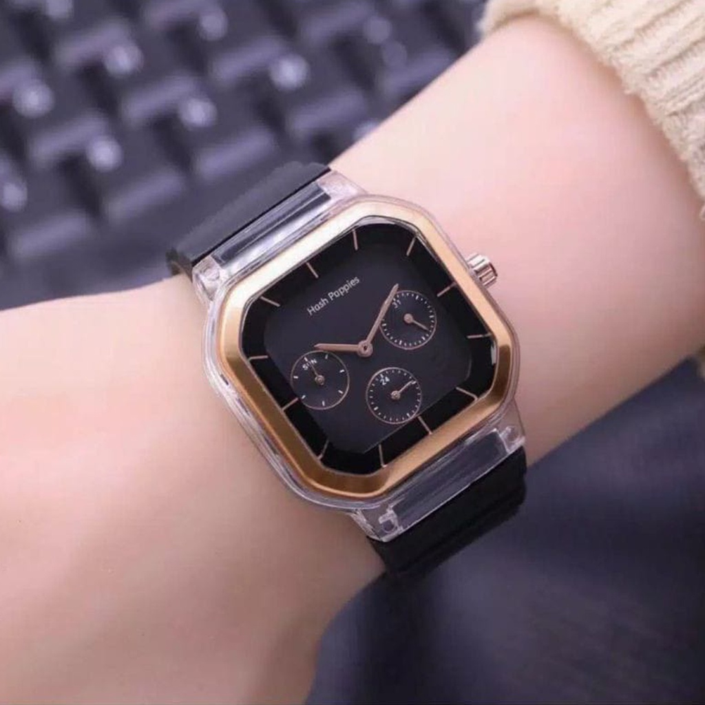 ☀ INDOLAND ☀ JT038 Jam Tangan Wanita Cewek Hosh Poppies Sergi Jarum Strap Rubber