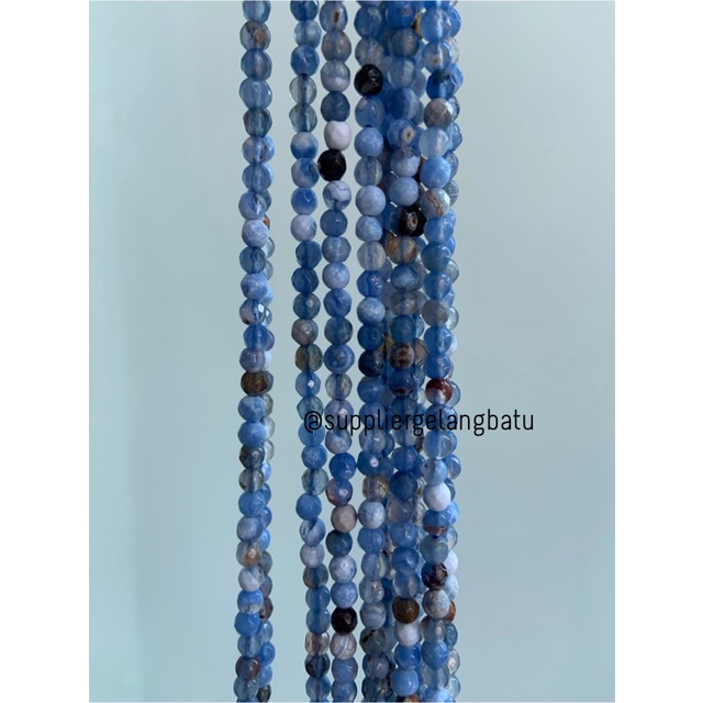 Batu sodalite serat 4mm CUTTING natural akik bahan premium biru putih