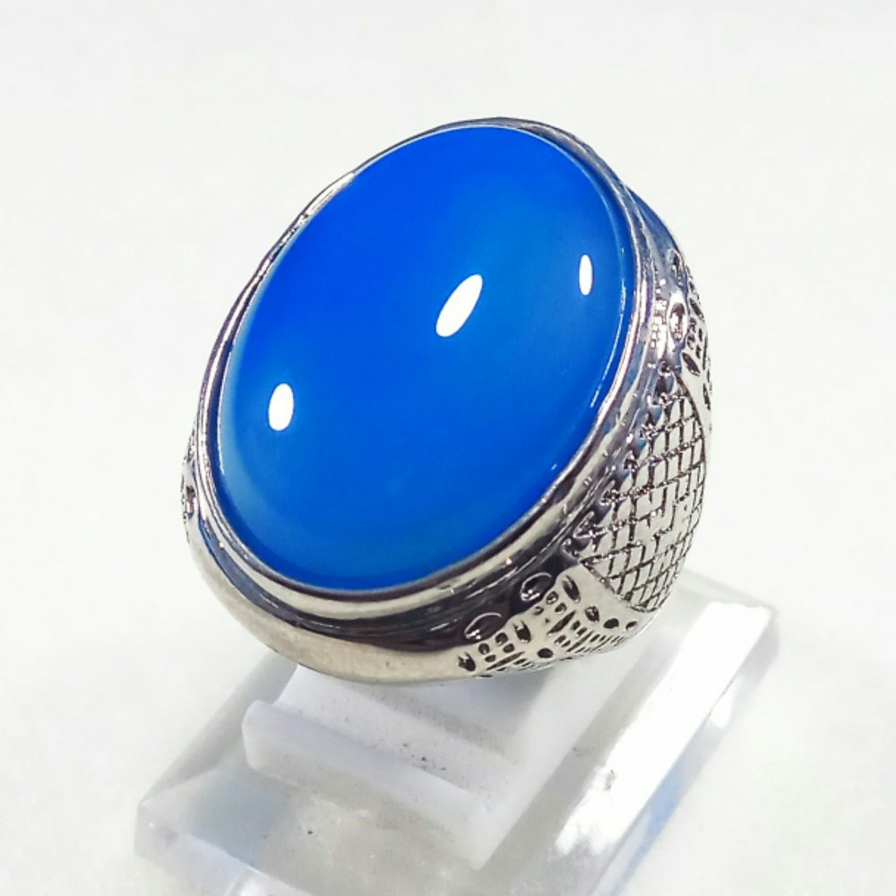 NATURAL CINCIN BATU AKIK BIRU SPIRTUS BIG SIZE