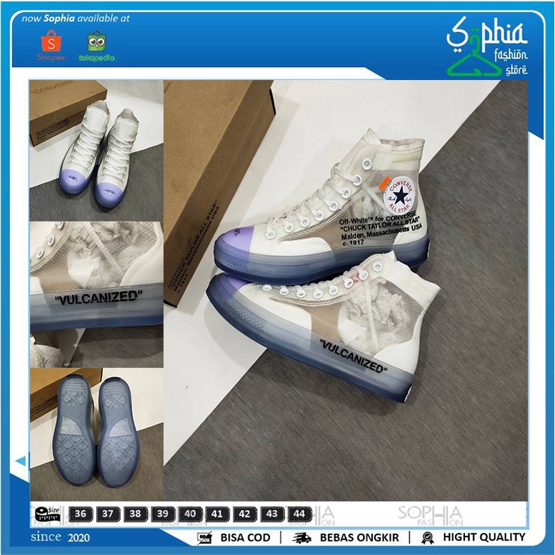 Off-White X Converse High Transparan Virgil Abloh 100% Real Pick Premium Import BNIB Sneakers Murah
