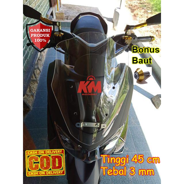 Visor Windshield Nmax Model Jenong Tebal 3 mm Panjang 45 cm Bahan Mika Akrilik Variasi N Max