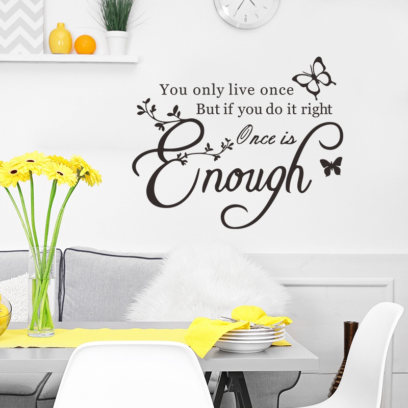 Stiker Dinding Desain Slogan You Only Live Once Dapat Dilepas Untuk Dekorasi Kamar Tidur