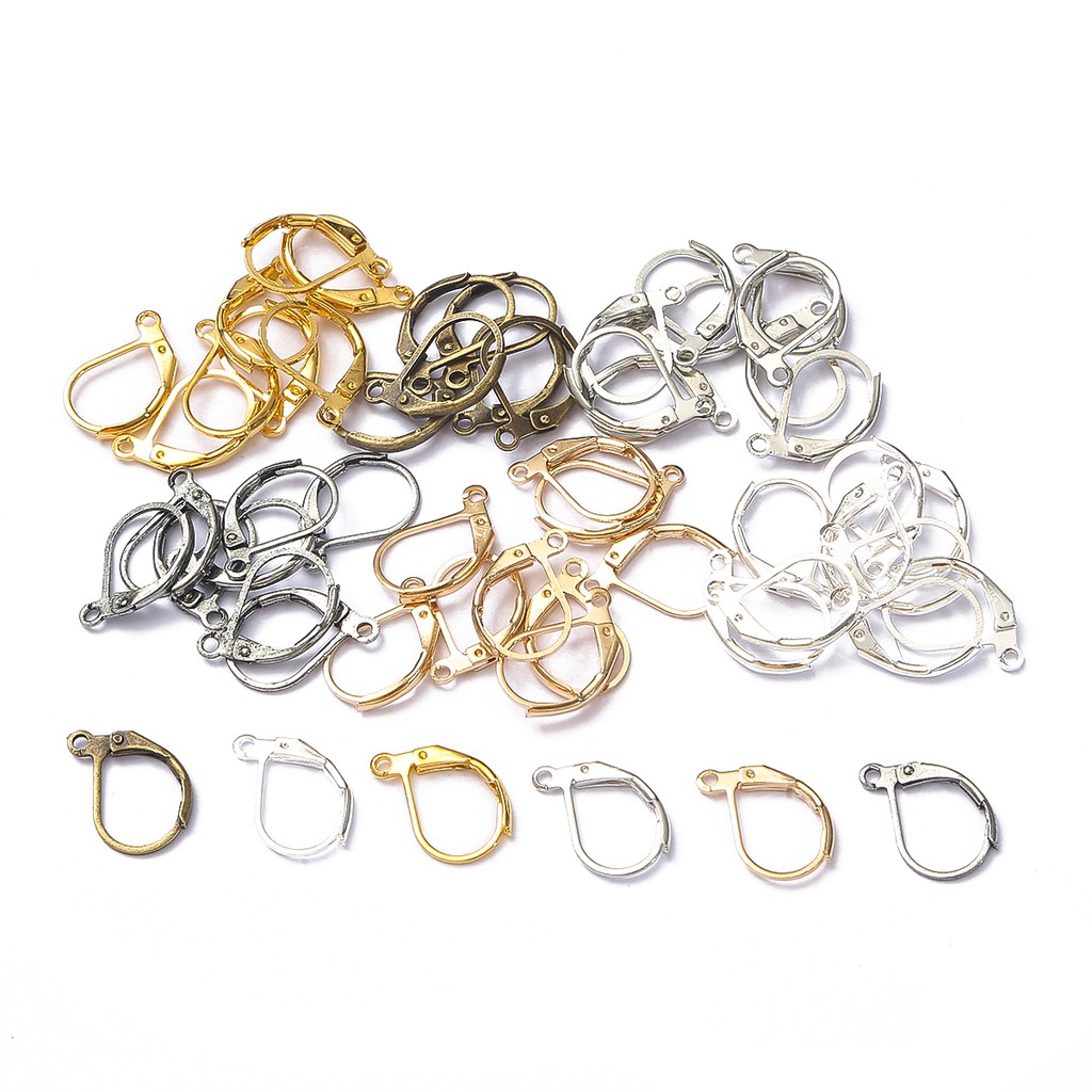 10pcs Anting Kait Bahan Rhodium/Perunggu/Emas/Perak Gaya Perancis Untuk Membuat Perhiasan Diy