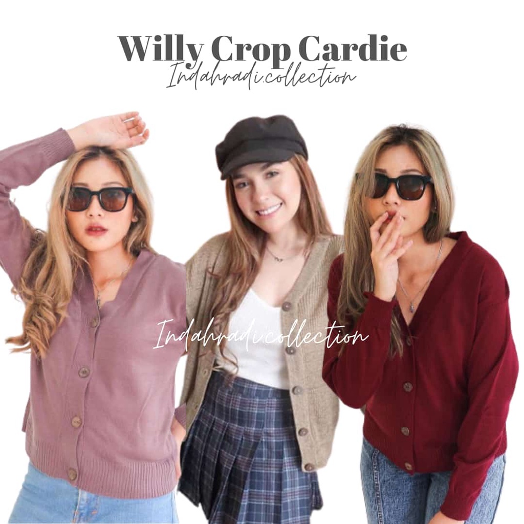 WILLY CARDIGAN RAJUT CROP OVERSIZE KNIT TEBAL CARDY KOREA