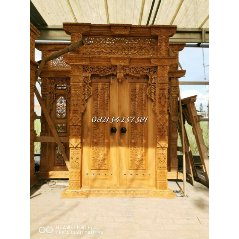 pintu minimalis jati asli ukiran jepara gebyok gapura