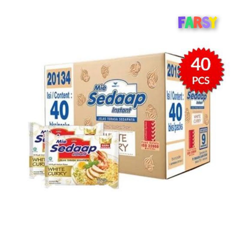 

NOODLES/MIE INSTANT SEDAP KUAH RASA WHITE CURRY KEMASAN DUS ISI 40 PCS