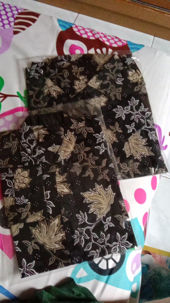 Kemeja Batik Anak Warna Hitam Silver Slimfit