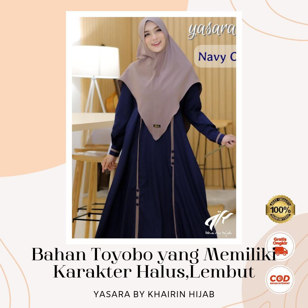 Gamis Syari Yasara By Khairin Setelan Dress Muslim Dan Kerudung Khimar Baju Muslimah Wanita Dewasa B