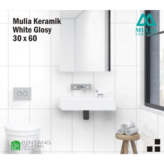 Mulia Keramik DInding Glosy White  Putih Polos 30x60