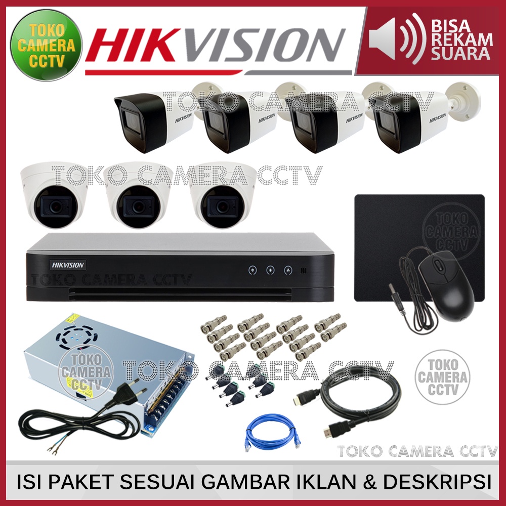 PAKET CCTV HIKVISION 2MP 8 CHANNEL 7 KAMERA AUDIO