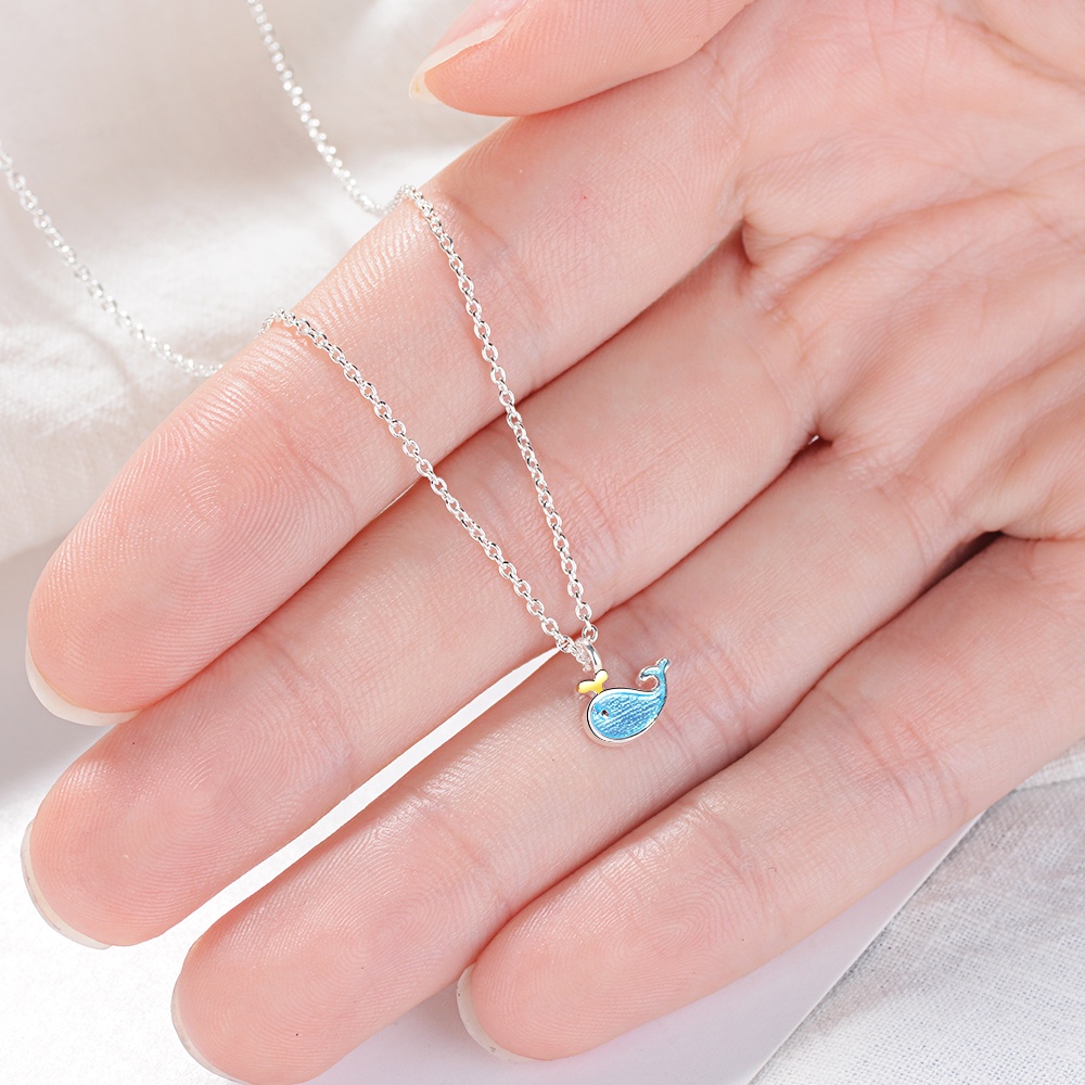 Korean Temperament Personality Cute Blue Wild Little Whale Set Necklace Bracelet Ring Earrings