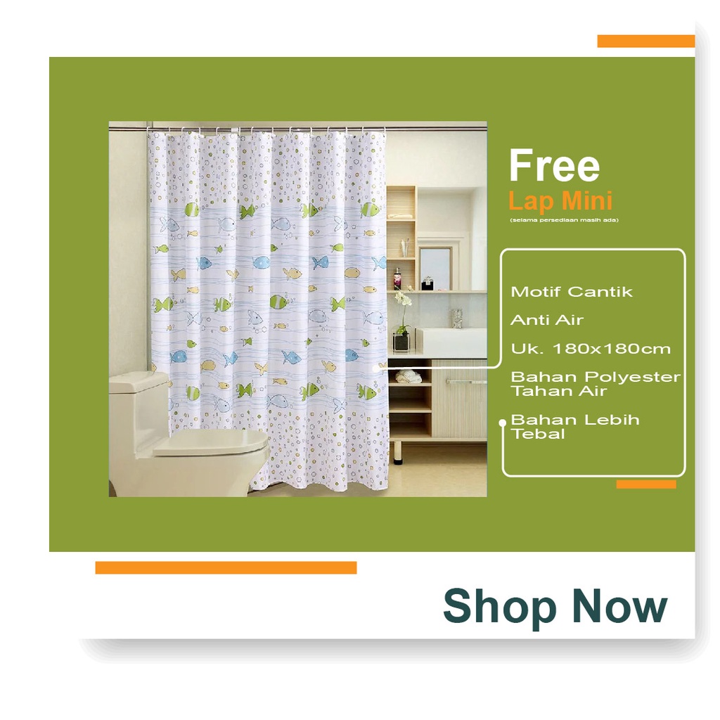 Hiasan Kamar Mandi Tirai Kamar Mandi Plastik Anti Air Tebal Dengan Motif Elegan