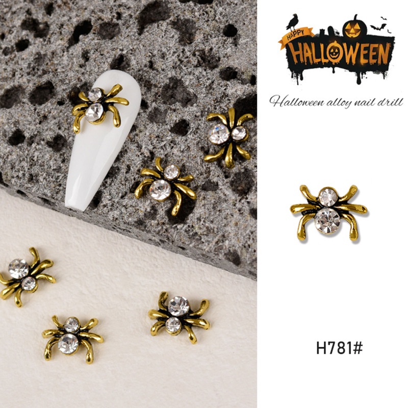 60 Pak Charms Skeleton 3D Tema Halloween Untuk Nail Art Charms