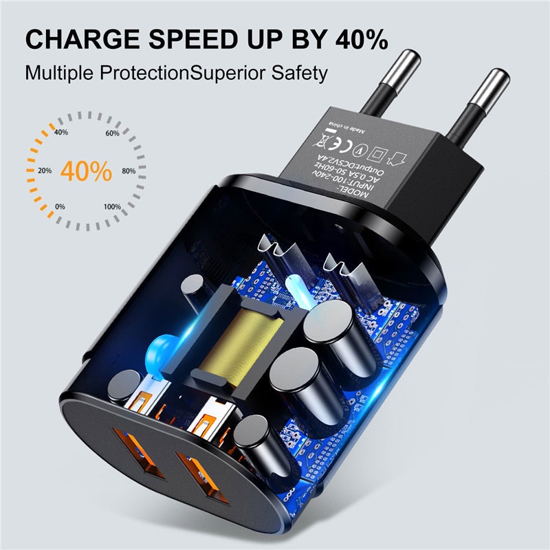 [✅READY STOCK] 3A / 2.4A QC3.0 Kepala Charger Adaptor Universal  Usb EU Plug Quick Charging Charger  Penjualan Panas Mode