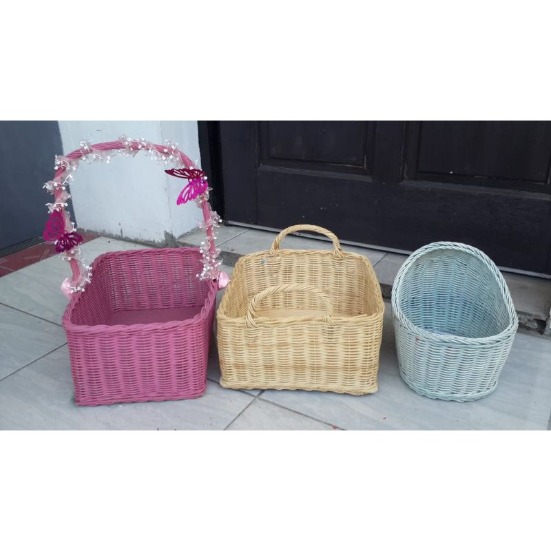 Keranjang parcel buah bingkisan parcel bahan rotan cuci gudang ready stock