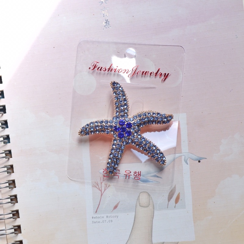 Bros Bintang Laut Bros Kode SKW 7 Bros Kebaya Bros Jilbab Bros Dada Bros Kutubaru Bros Hijab Brooch-Gold-blue