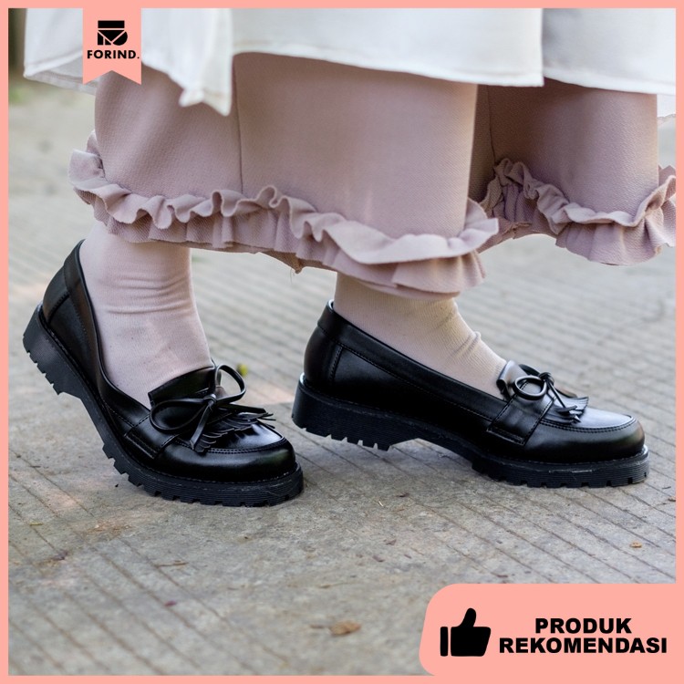 Victoria Black | 36-41 | Sepatu Pantofel Polos Dress Loafer Wanita Cewek Women Formal Footwear | FORIND x Lvnatica