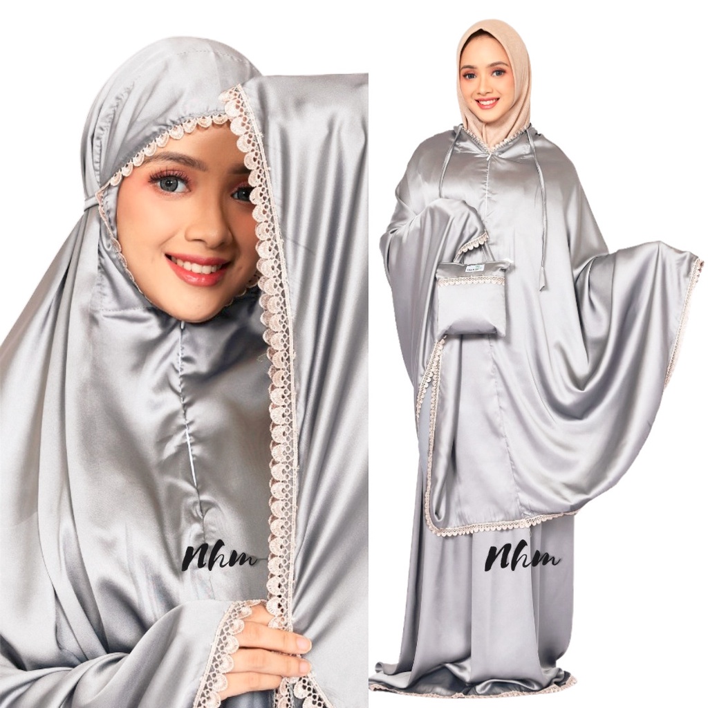 Mukena Traveling Dewasa Armany Silk Premium, Mukena Telekung Sleting