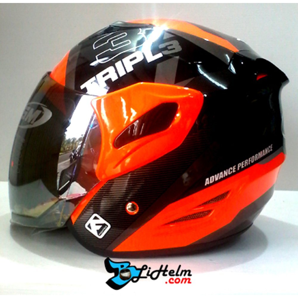 helm GM FIGHTER TRIPLE SE ORANGE FLUO Best Quality