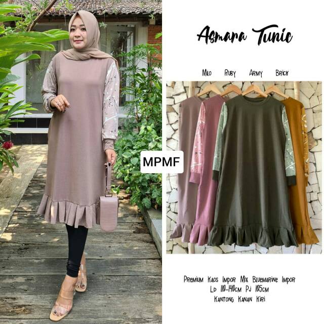 Tunik Jumbo Asmara Tunic Premium Kaos Import Mix Bluemarine Import LD 140 Kantong Kanan Kiri