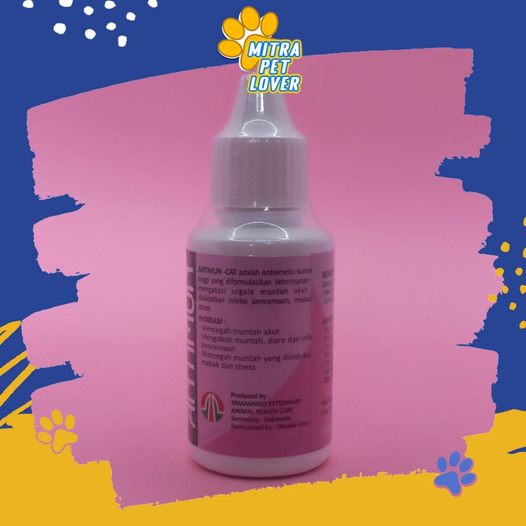 ATASI MUNTAH AKUT KUCING - ANTIMUN CAT 30 ML - OBAT TETES ANTI INFEKSI PENCERNAAN MABUK &amp; STRESS KUCING KITTEN - MURAH GARANSI KUALITAS ASLI ORIGINAL - PET ANIMAL HEALTHCARE &amp; VETERINARY TAMASINDO OBAT &amp; VITAMIN HEWAN PELIHARAAN MITRAPETLOVER