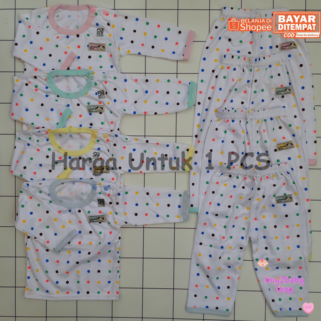 Setelan kaos panjang celana panjang bayi motif Polkadot warna Hokiku 0-3 Bulan 1 PCS