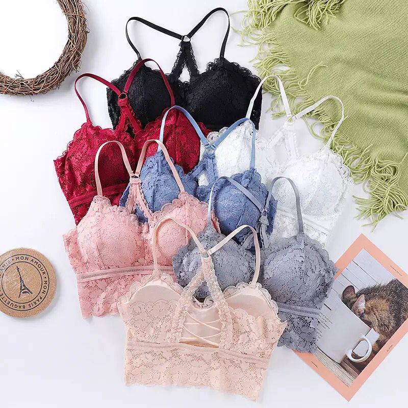 Blackpink Bra Renda Wanita Pakaian Dalam Bra Bralette Berongga Tanpa Jahitan 1222