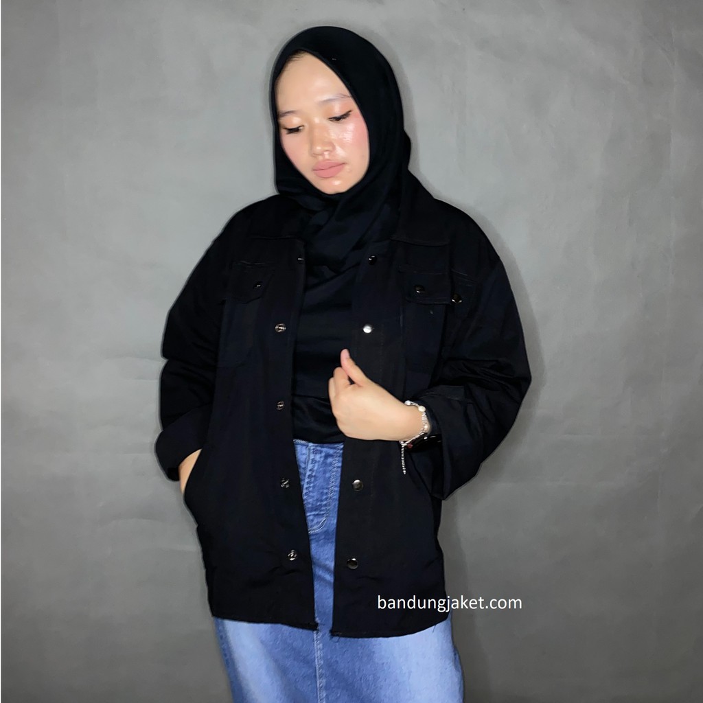 Jaket Semi Parka || Trucker Jacket || Size M - XXL-HITAM