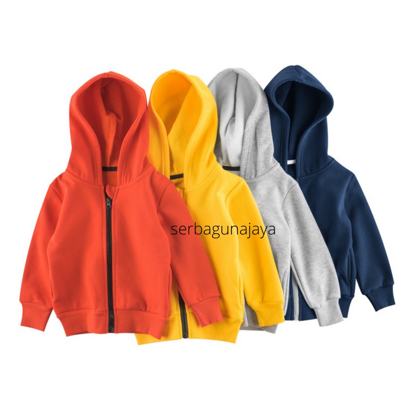 Jaket Sweater Hoodie Anak Zipper Polos