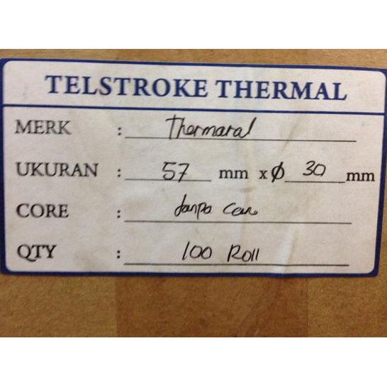 

Kertas Thermal / Thermal Paper - Thermarol - 57mm x 30mm(dia) 10Roll