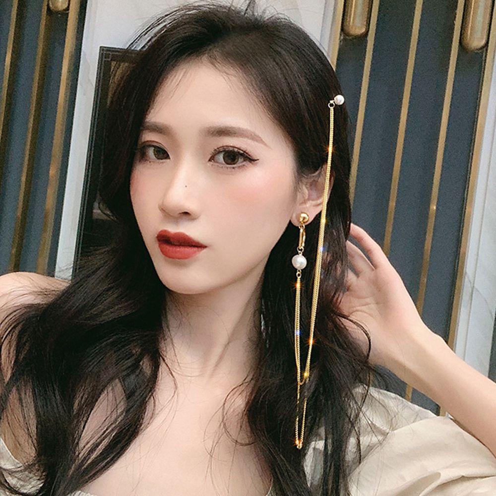 Mxbeauty Mutiara Menjuntai Anting Elegan Tidak Teratur Jepit Rambut Pesta Dengan Klip Rambut Perhiasan Pernikahan Ear Studs