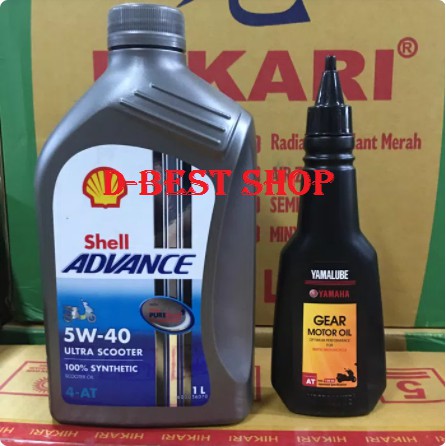 Paket oli Motor Matic SHELL ULTRA SCOOTER 5/40 - 1 LTR + YAMAHA GEAR 150 ML