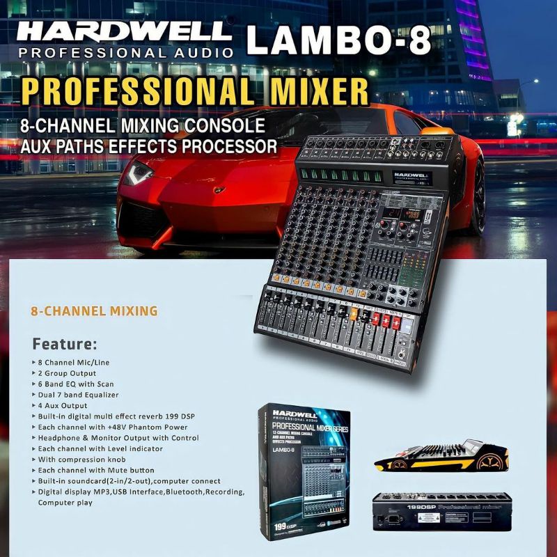 Mixer Hardwell Lambo-8 / 8 Channel Original mixer 8-CHANNEL MIXING
