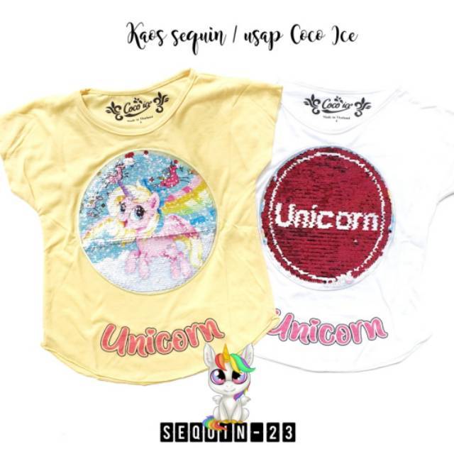 Kaos Coco Ice Sequin Unicorn kode 23