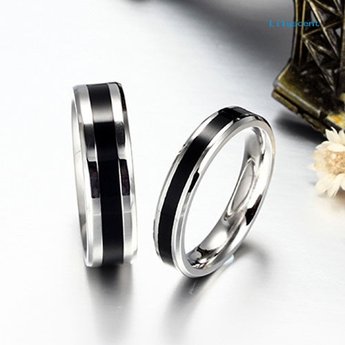 Ls Cincin Titanium Stainless Steel Warna Hitam Untuk Pria / Wanita