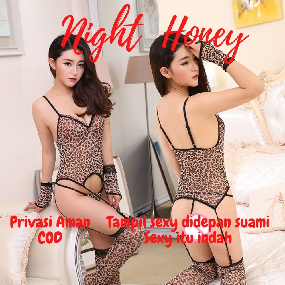 Set Lingerie & Stoking & Sarung Tangan Seksi Model Macan Warrior Set Gaun Pakaian Baju Linjeri Linge