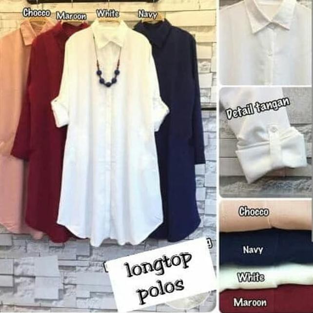 Limited Edition-156  unikdanmurahh - Longtop polos tunik wanita BAJU UKURAN JUMBO XXXXXL - Putih, L