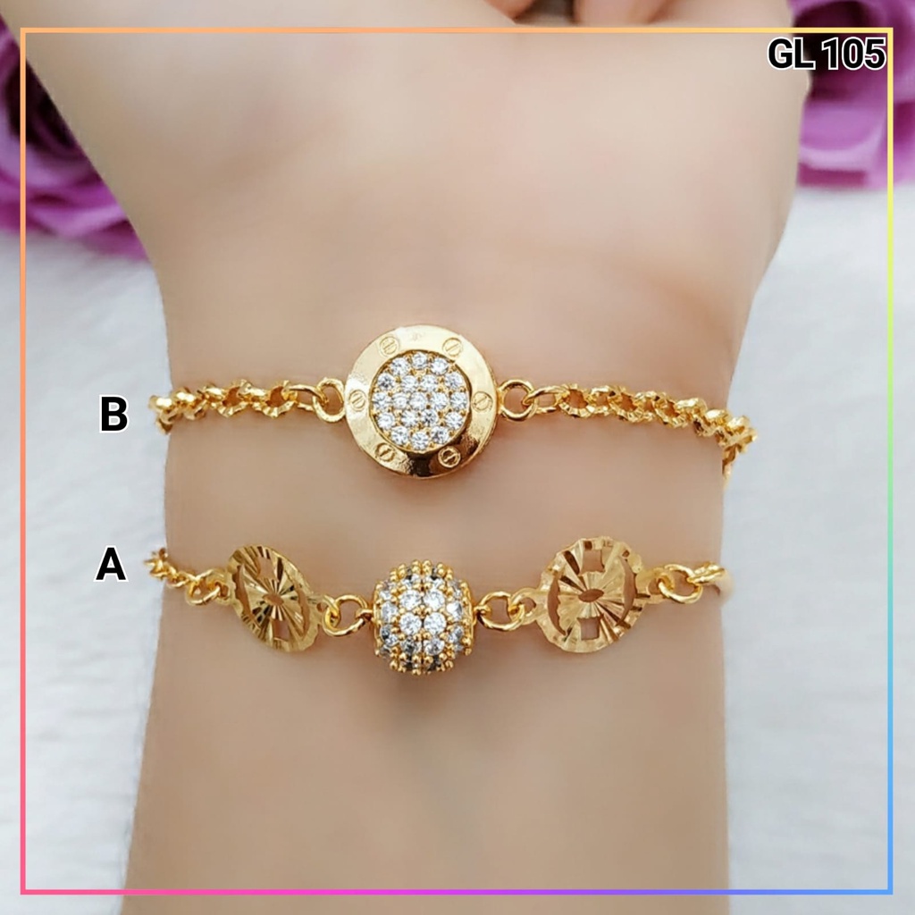 Gelang xuping gelang dewasa jurai bola permata cantik perhiasan lapis emas GL 105