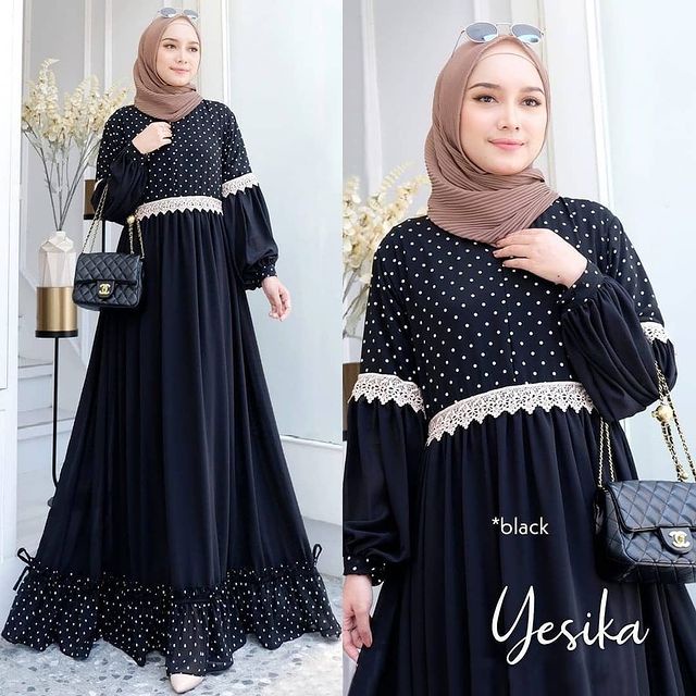 Yesika Dress Bahan Monalisa Mix Ceruti / BAJU DEWASA MURAH TERBARU 2021 / Gamis Kondangan Wanita