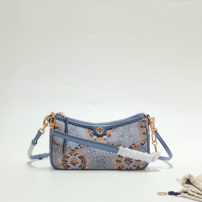 TB T MONOGRAM BROCADE STUDIO SEA FROST 26x14x6