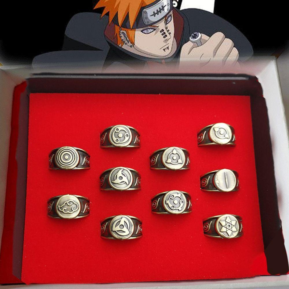 Mxbeauty Naruto Rings Sliver Unisex Sasuke Itachi Ninja Perhiasan Hadiah Naruto Cincin Set Anime Fans Hadiah Anime Cincin