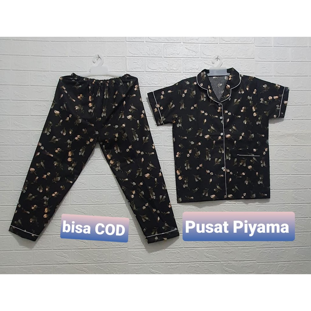 BAJU TIDUR WANITA KARAKTER CP / PIYAMA MOTIF KARAKTER / PIYAMA KARAKTER LUCU / BAJU TIDUR CEWEK-Melati Hitam